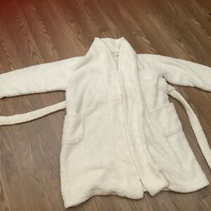ULTA BEAUTY Women Size L/XL Teddy Bear Plush Soft Robe Pockets Tie Closure White